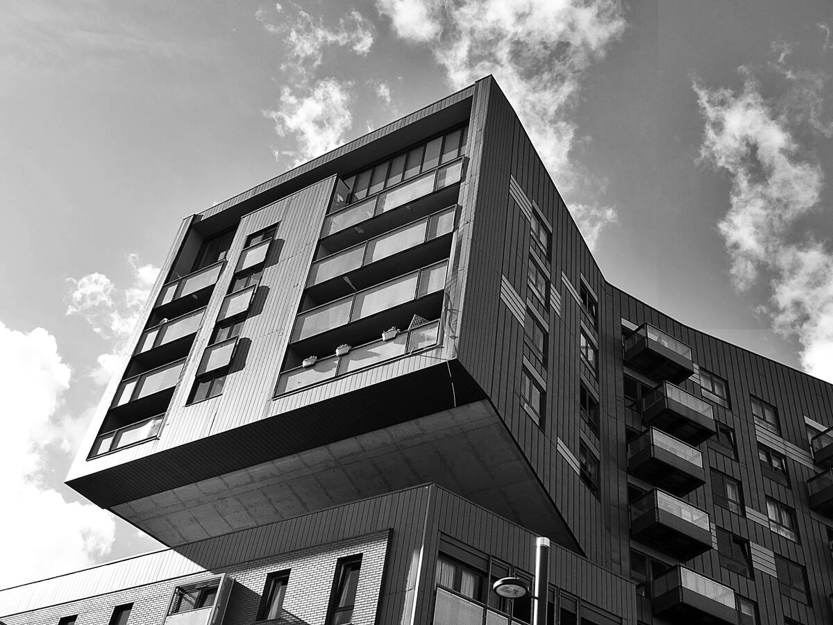 Detailed facade of a high-end residential building